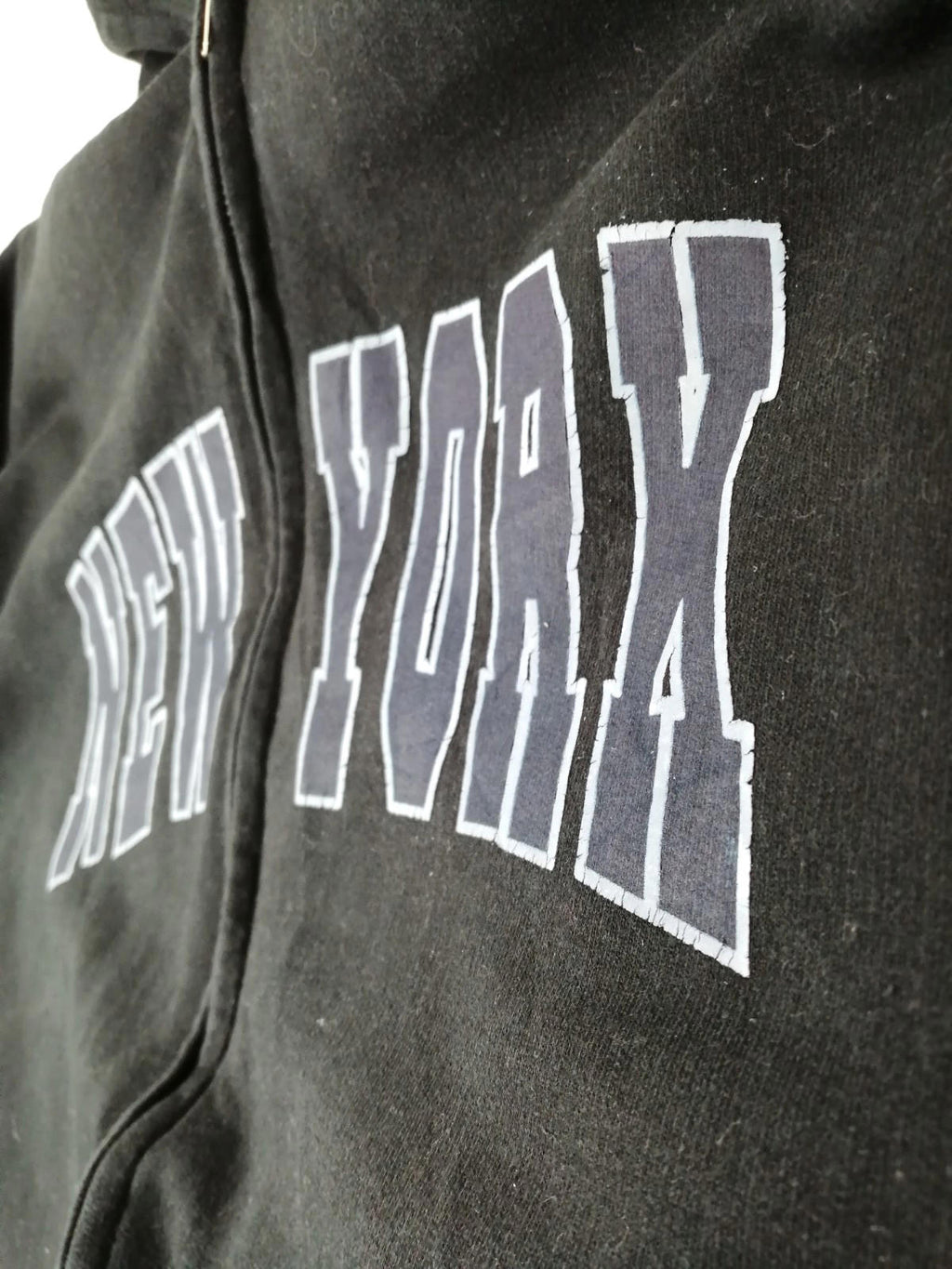New York Hoodie Men's Size XL Black Jersey Hooded Pockets Zip Front