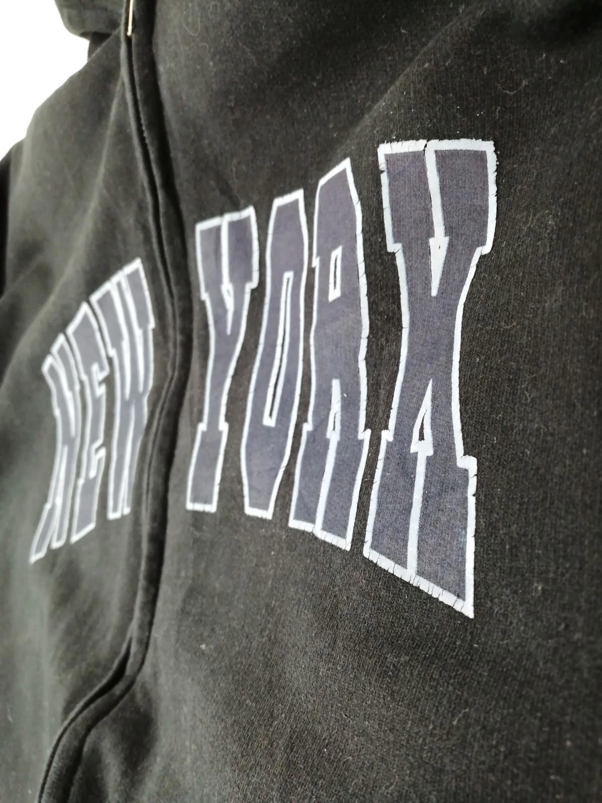 New York Hoodie Men's Size XL Black Jersey Hooded Pockets Zip Front