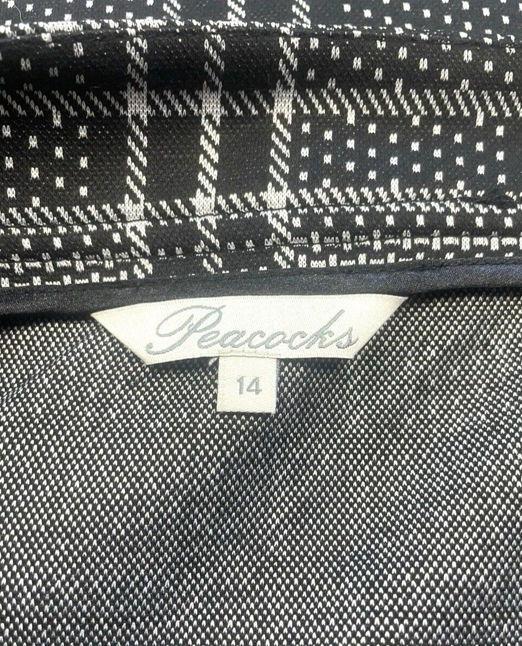 Peacocks Black Tartan Print Mini Skirt Aline Mock Pocket Women’s UK Size 14