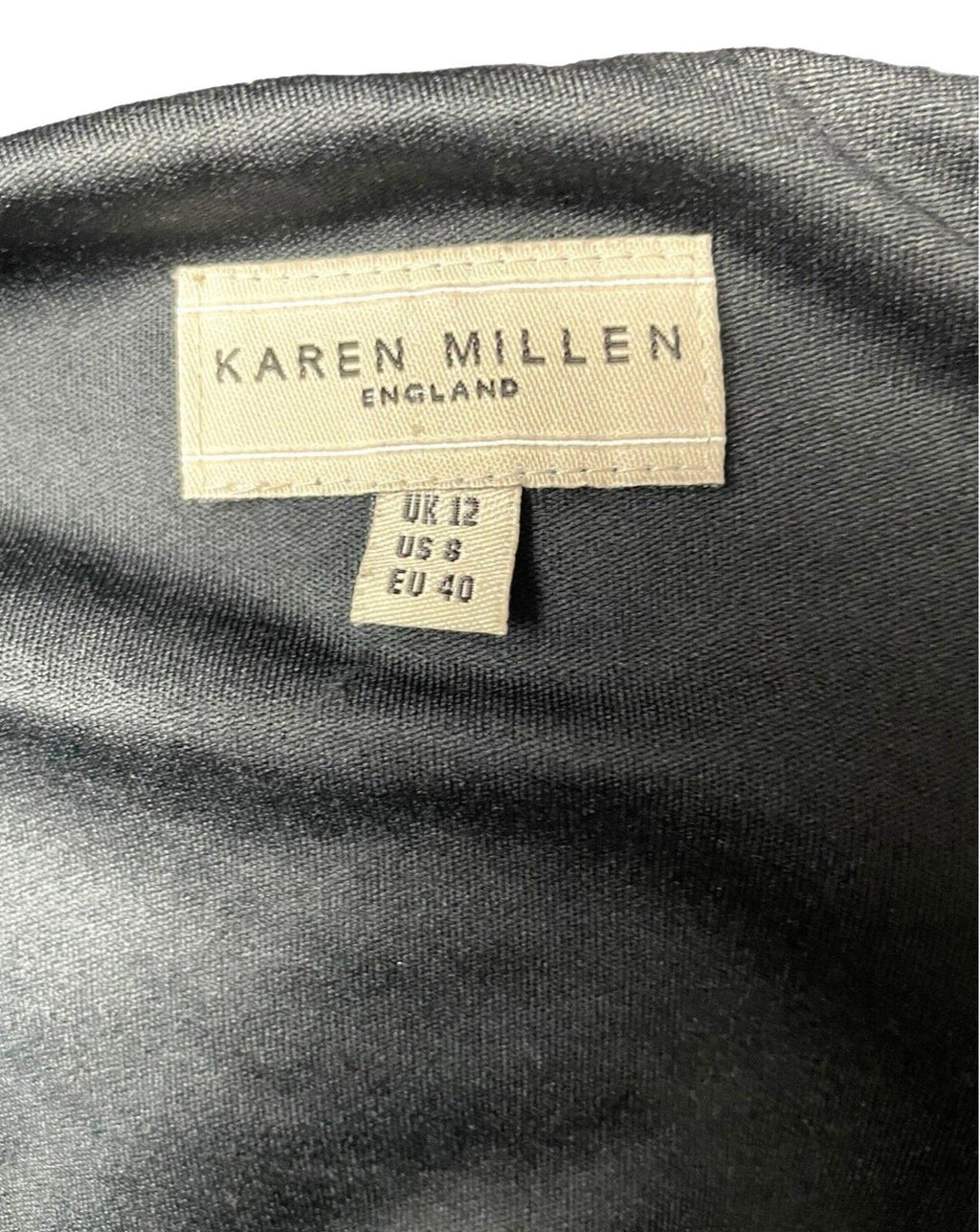 Karen Millen Black Midi Dress D-Ring Design Halterneck Women’s UK Size 12