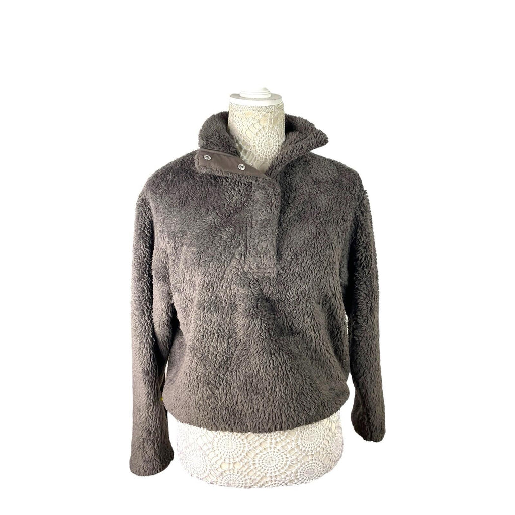 H&M Dark Brown Teddy Fleece Jumper High Neck Relaxed Fit Women’s UK Size XS