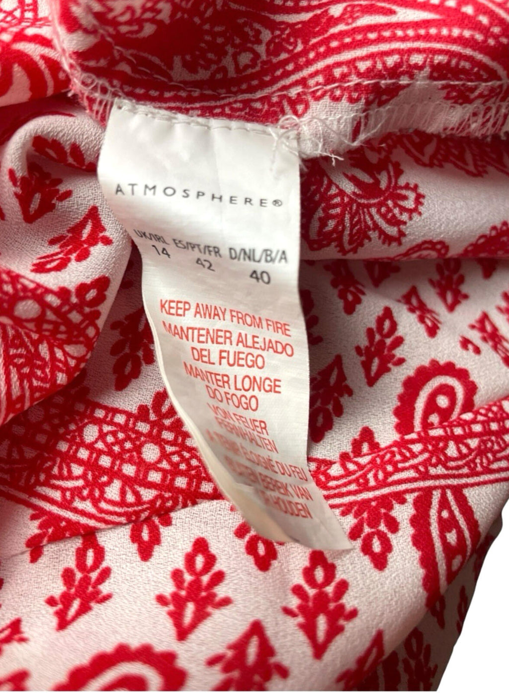 Atmosphere Blouse Off Shoulder Top Women’s UK Size 14 Paisley Print White Red