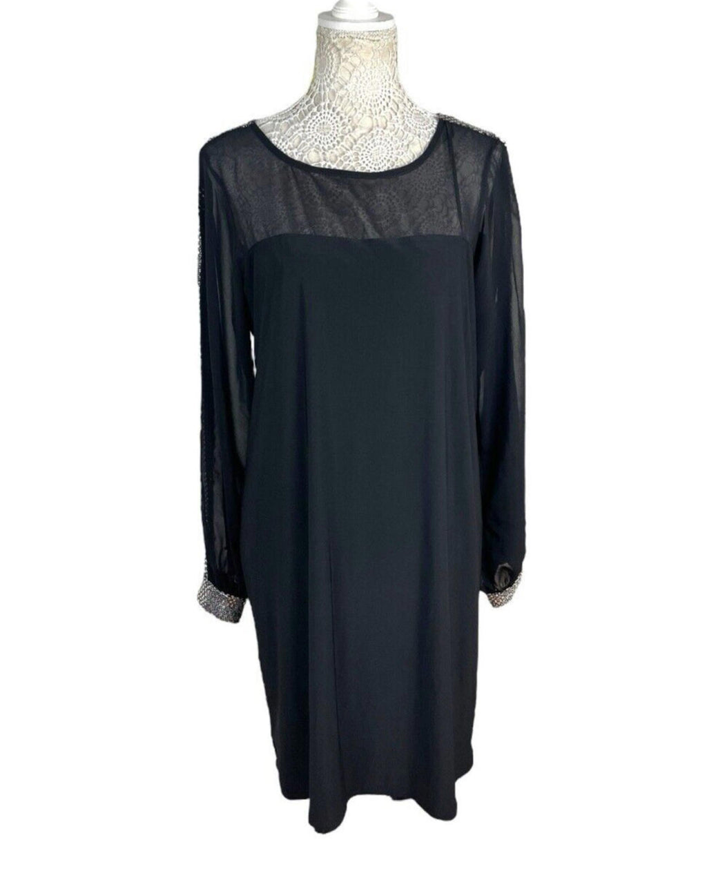 Roman Black Dress Silver Embellishment Midi Women’s UK Size 16