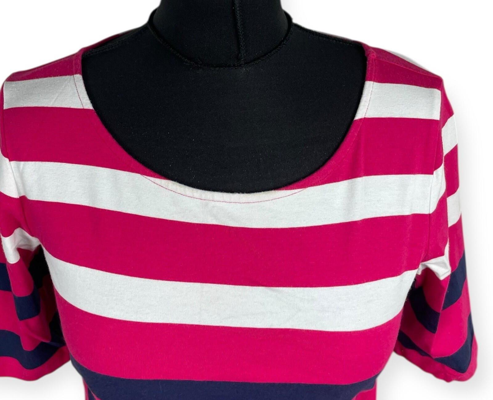 Tommy Hilfiger T-Shirt Dress Women’s UK Size M Striped Knee Length Pink