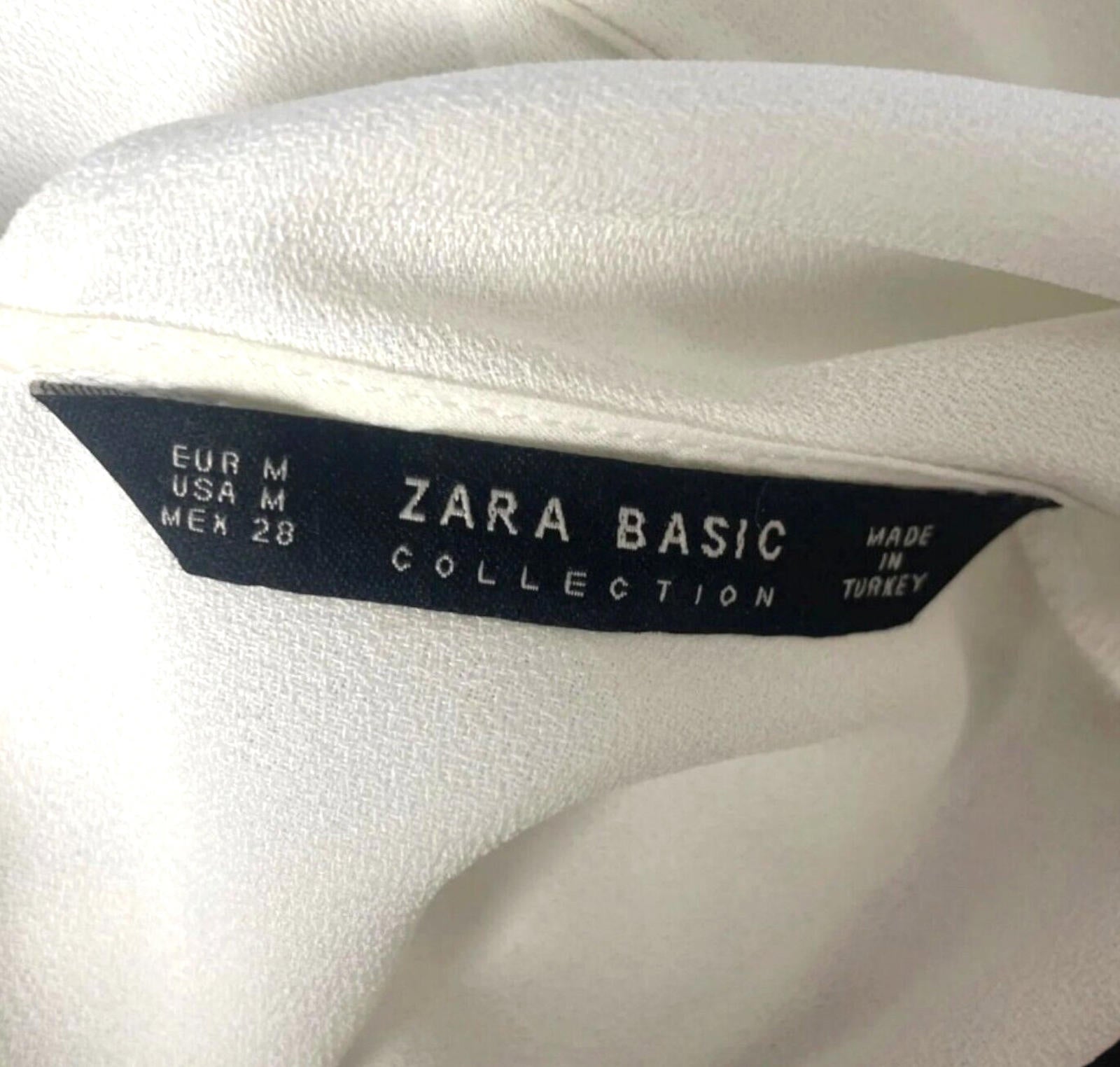 Zara Vest Top Blouse White Satin Ruffled Collar Women's UK Size M