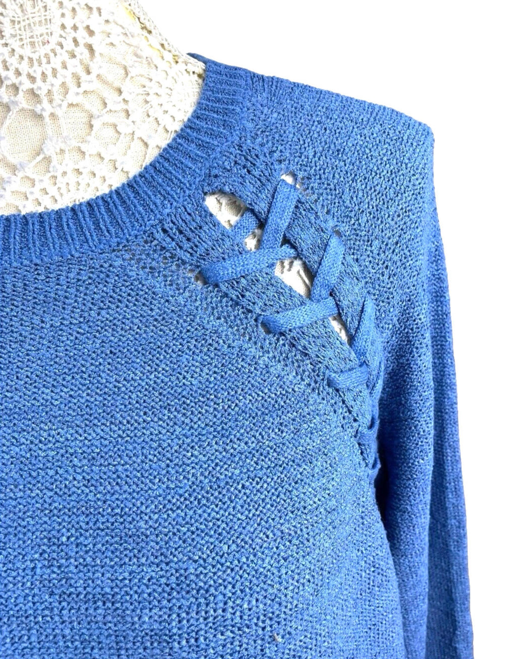 Papaya Jumper Blue Knit Textured detail Women's UK Size M