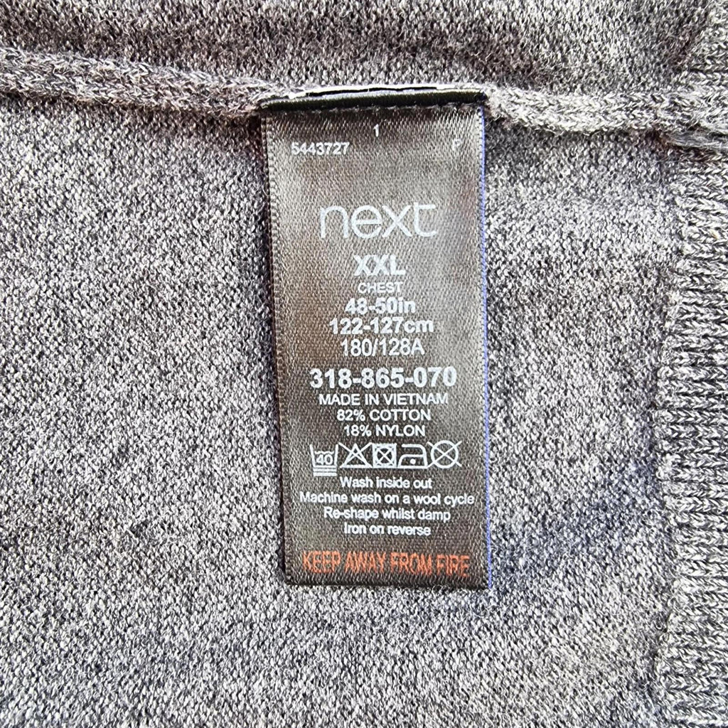 Next Knit Jumper Men's UK Size 2XL Grey V-Neck Sweater Soft Touch Lightweight