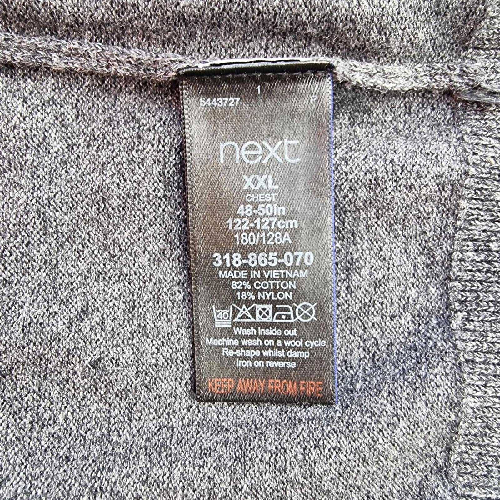 Next Knit Jumper Men's UK Size 2XL Grey V-Neck Sweater Soft Touch Lightweight