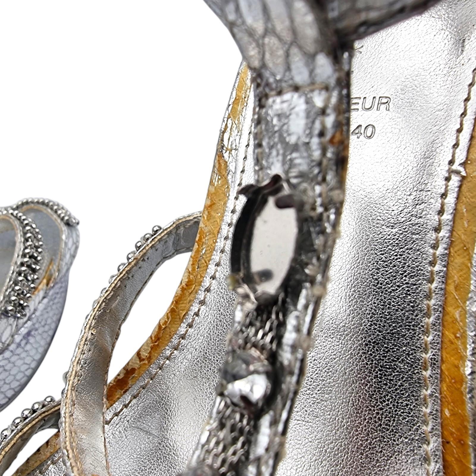 Shoe Box Silver Embellished High Heel Sandles Womens UK Size 7