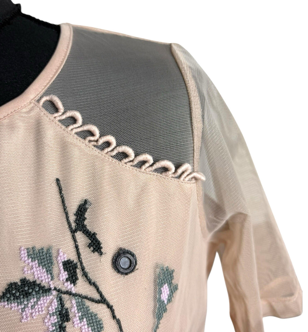 River Island Chiffon Mini Dress Women’s UK Size 12 Floral Embroidered Lined Pink