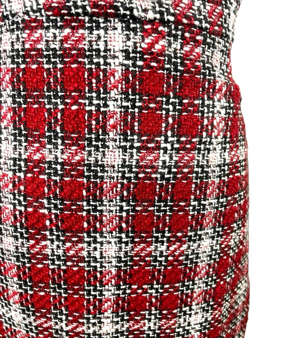New Look Red Tartan Pinafore Mini Dress Women’s UK Size 8 Petite Boucle Tweed
