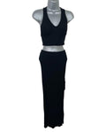 Pull & Bear Black Ribbed Maxi Skirt & Croptop Co Ord Set Women’s UK Size XS