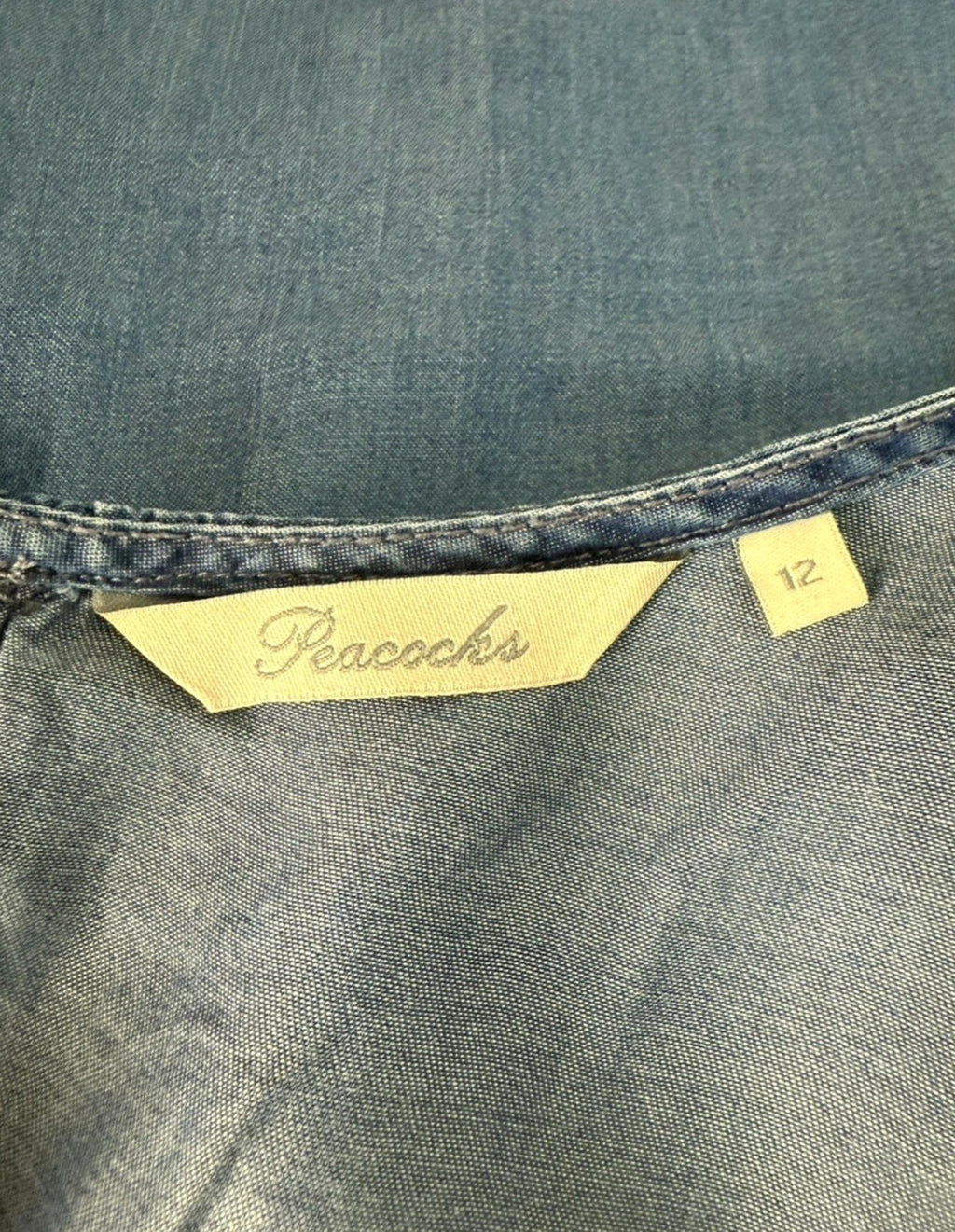 Peacocks Thin Denim Smock Dress Mini Short Sleeve Women’s UK Size 12 Summer