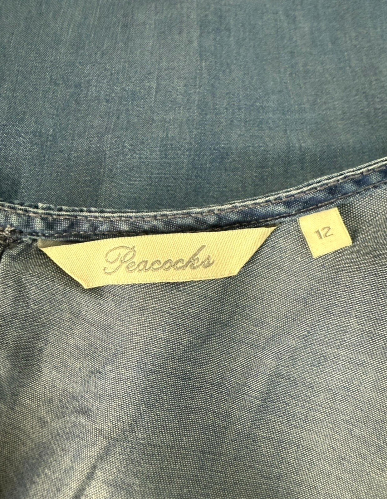 Peacocks Thin Denim Smock Dress Mini Short Sleeve Women’s UK Size 12 Summer