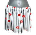 PLT Pajama Shorts Women’s UK Size 8 White Striped & Lip Print Elasticated Waist