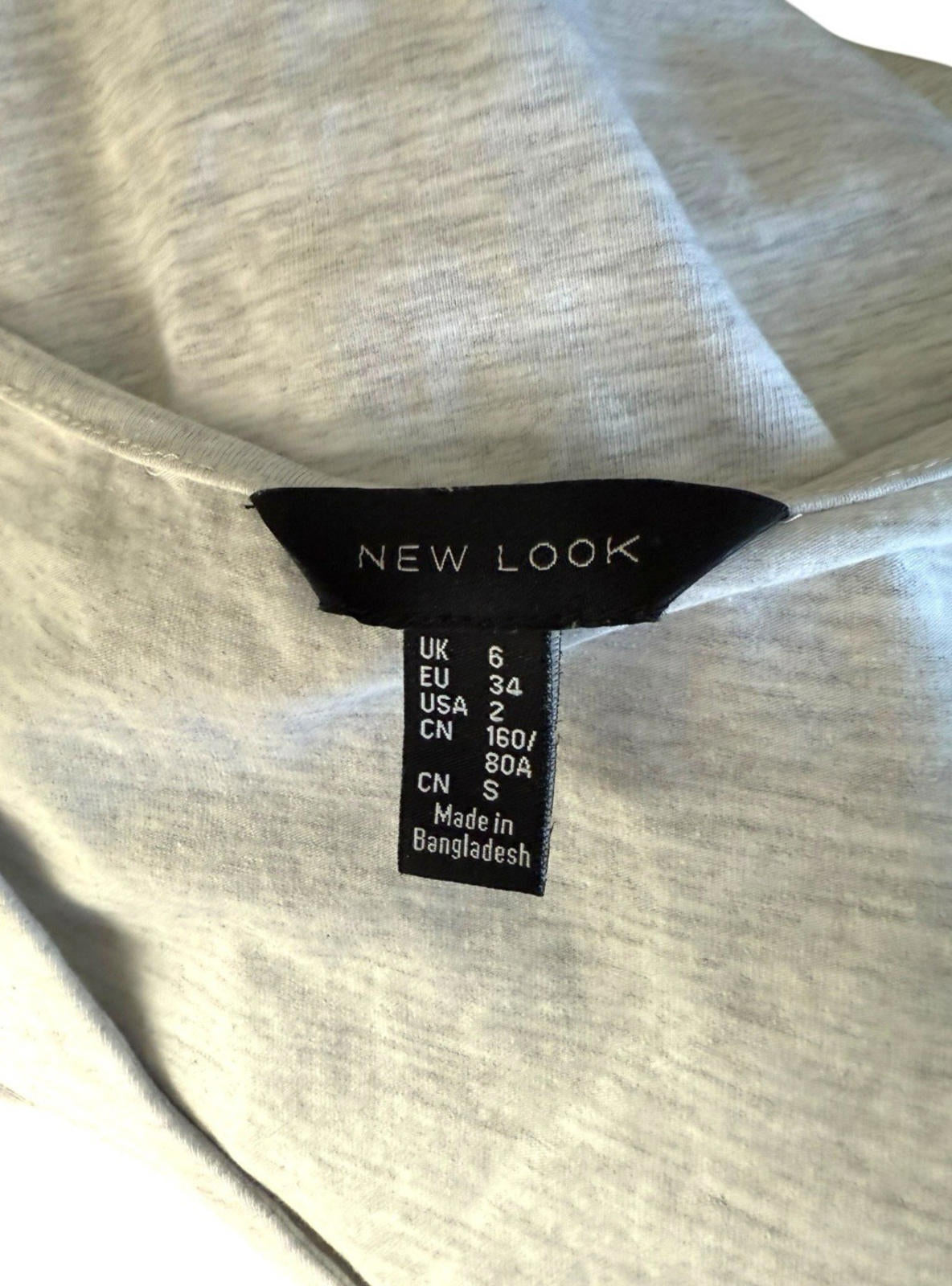 New Look Bodysuit Women's UK Size 6 Grey Jersey V Neck Short Sleeve Snap Summer