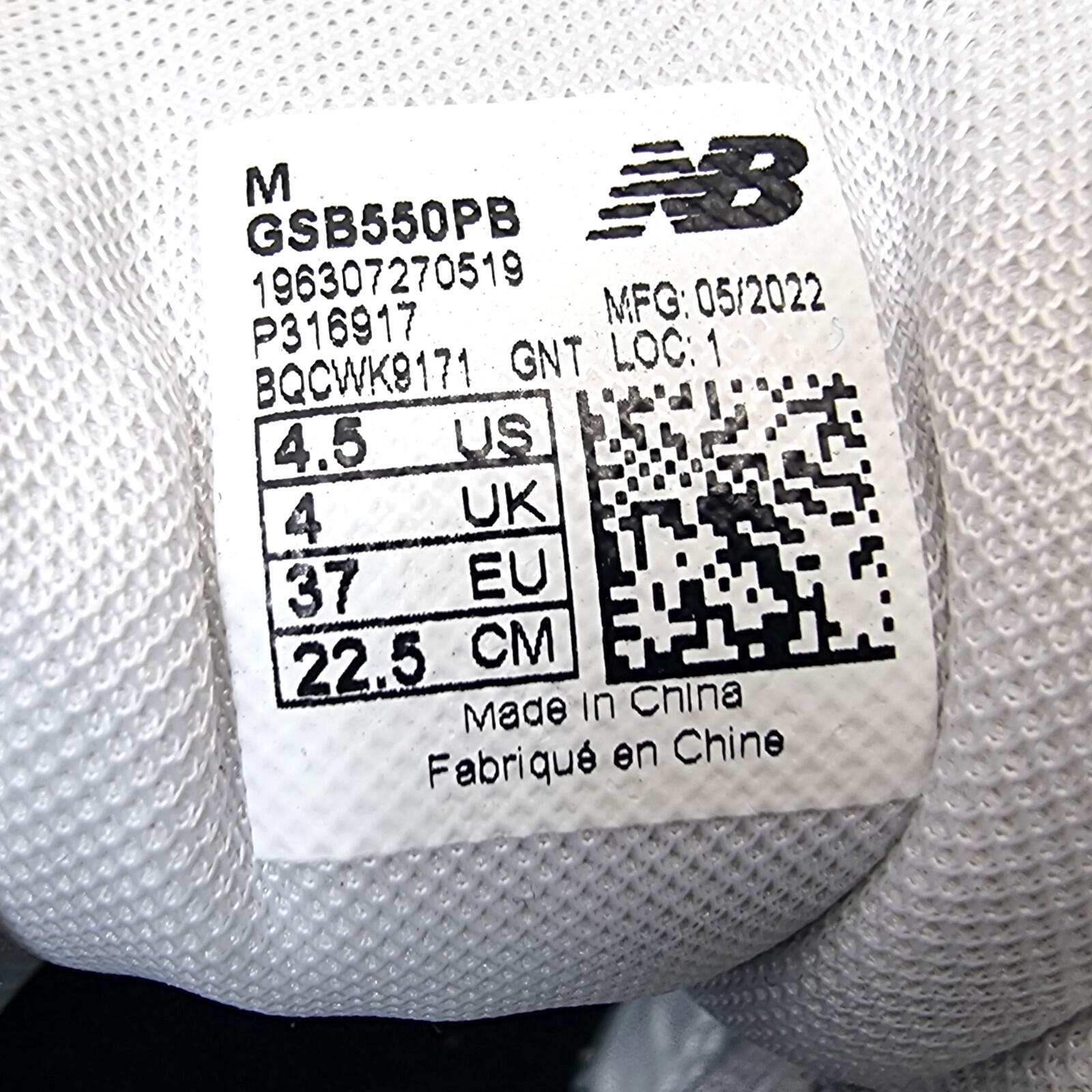 New Balance 550 Trainers Women's UK Size 4 White Grey Colorway Shoe Sneakers