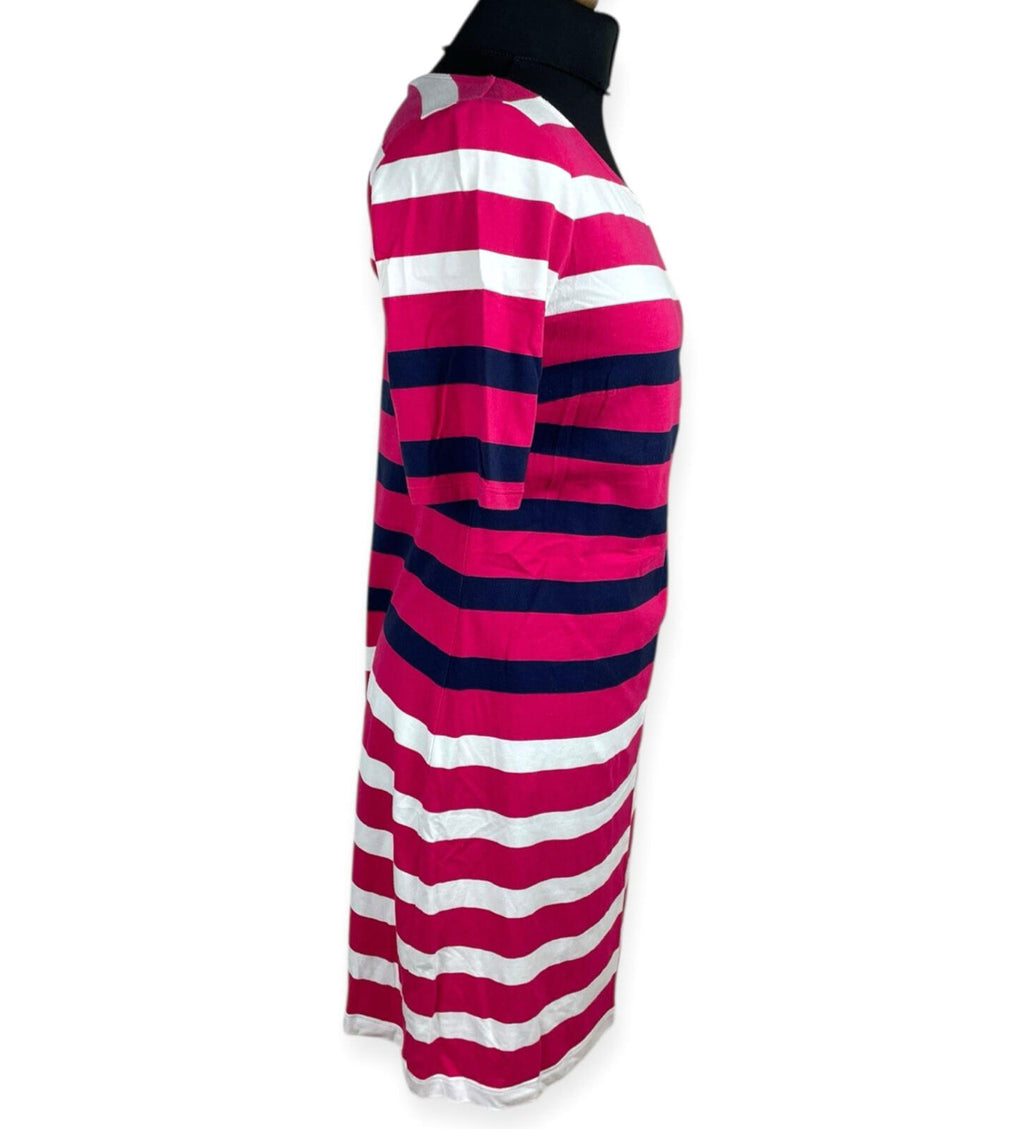 Tommy Hilfiger T-Shirt Dress Women’s UK Size M Striped Knee Length Pink