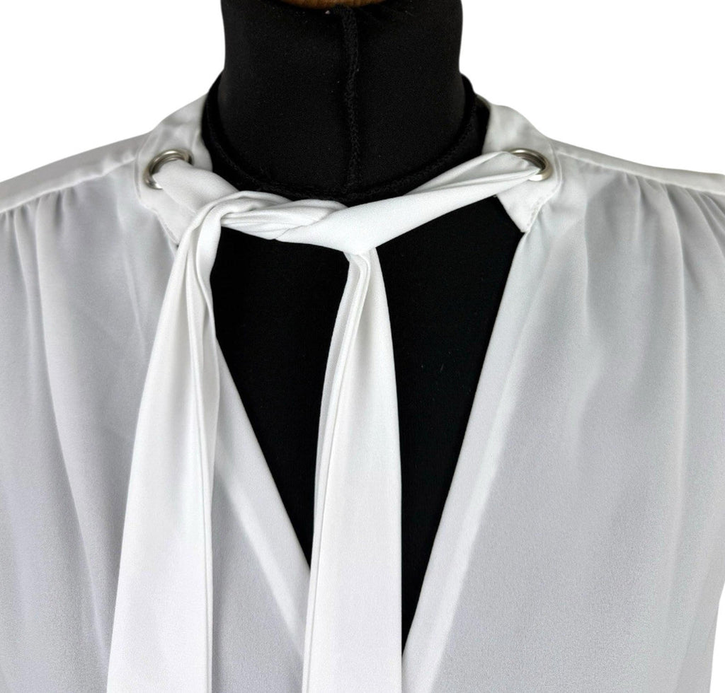River Island White Camisole Top Tie Neck Lightweight Women’s UK Size 16