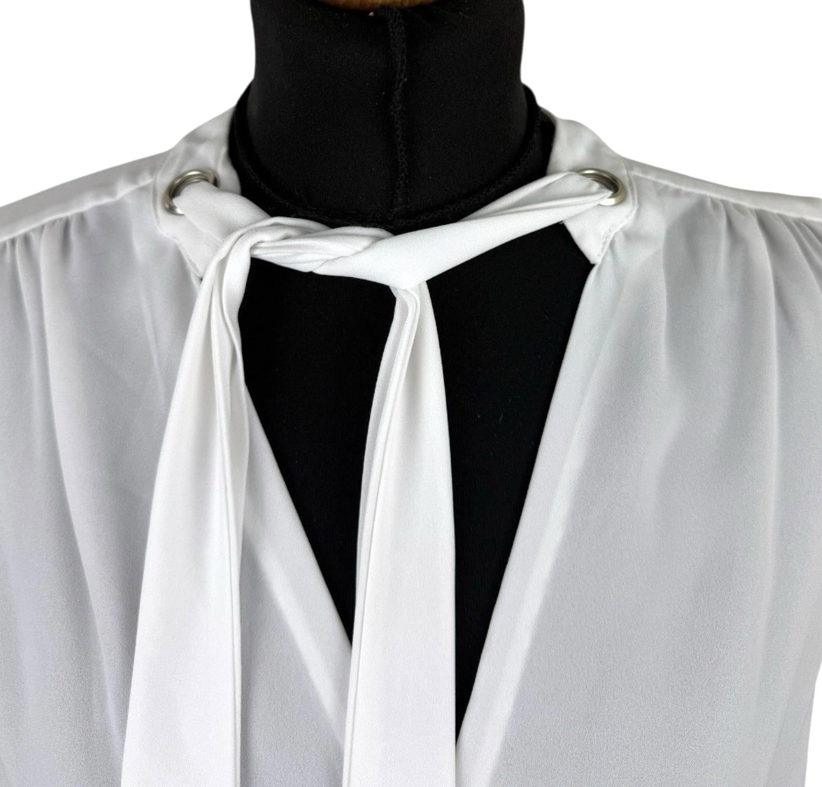 River Island White Camisole Top Tie Neck Lightweight Women’s UK Size 16