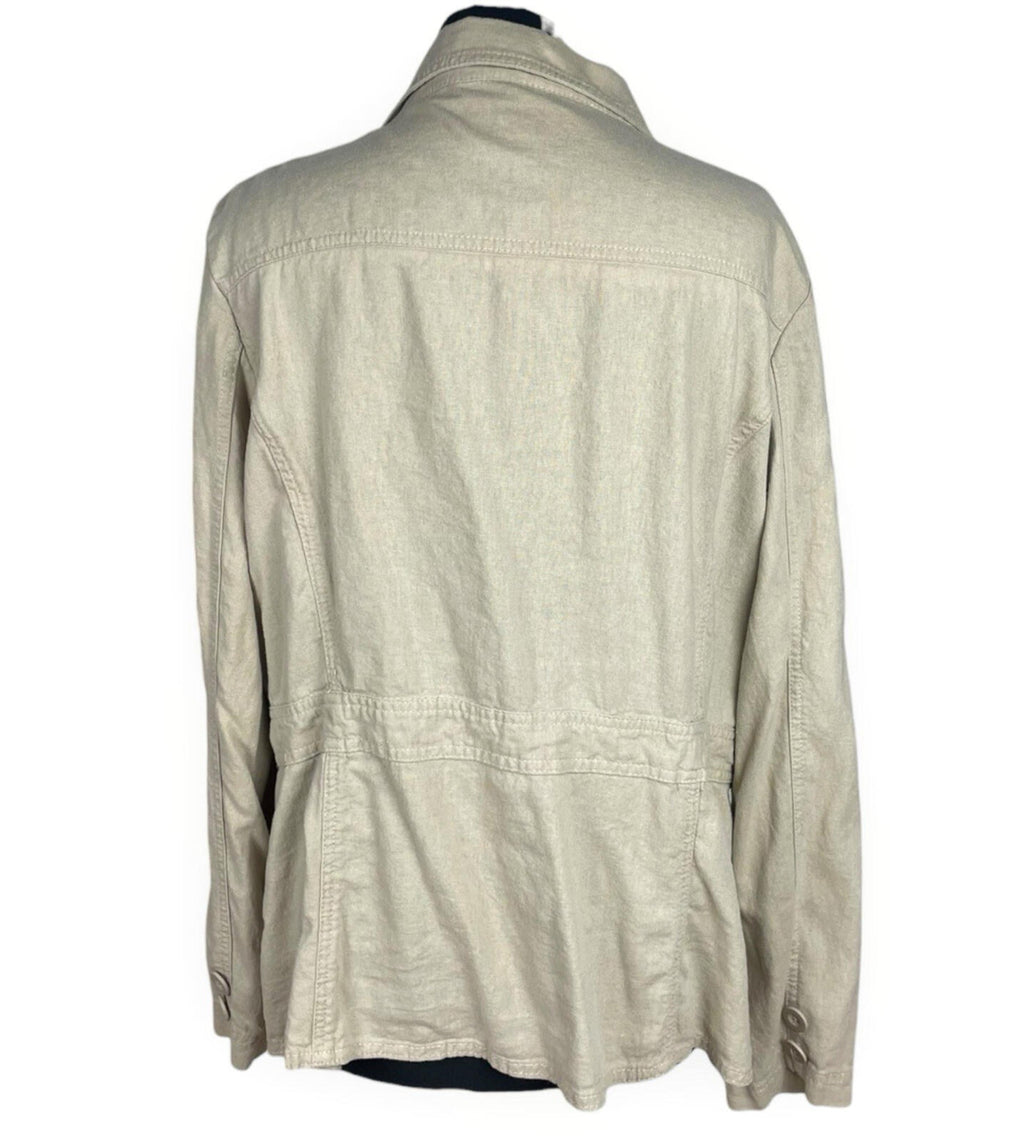 Debenhams Linen Jacket Women’s UK Size 18 Collared Pockets Beige Lightweight