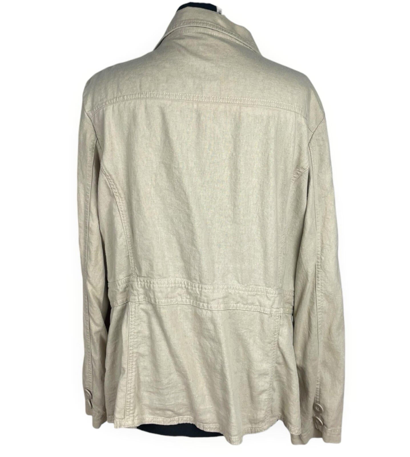 Debenhams Linen Jacket Women’s UK Size 18 Collared Pockets Beige Lightweight