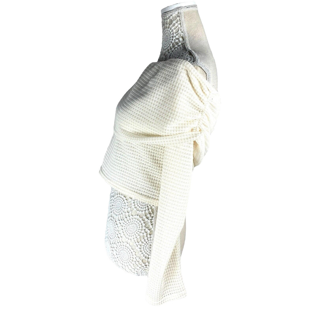 Pretty Little Thing Crop Top Cream Off Shoulder Textured Women’s UK Size 16