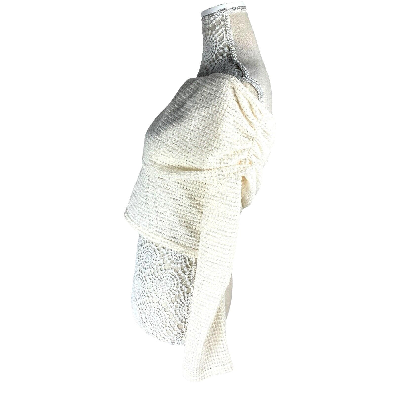 Pretty Little Thing Crop Top Cream Off Shoulder Textured Women’s UK Size 16
