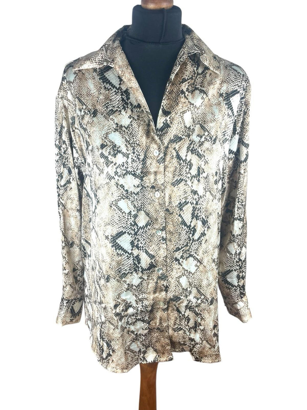Haver London Satin Shirt Blouse Women’s UK Size 8 Snake Print Long Sleeved