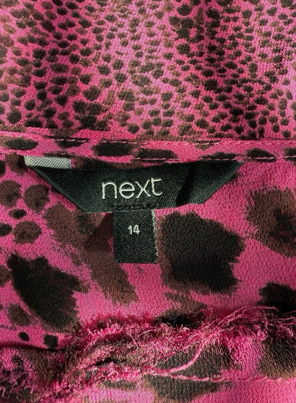 Next Chiffon Top Sheer Leopard Print Pink Lightweight Women’s UK Size 14