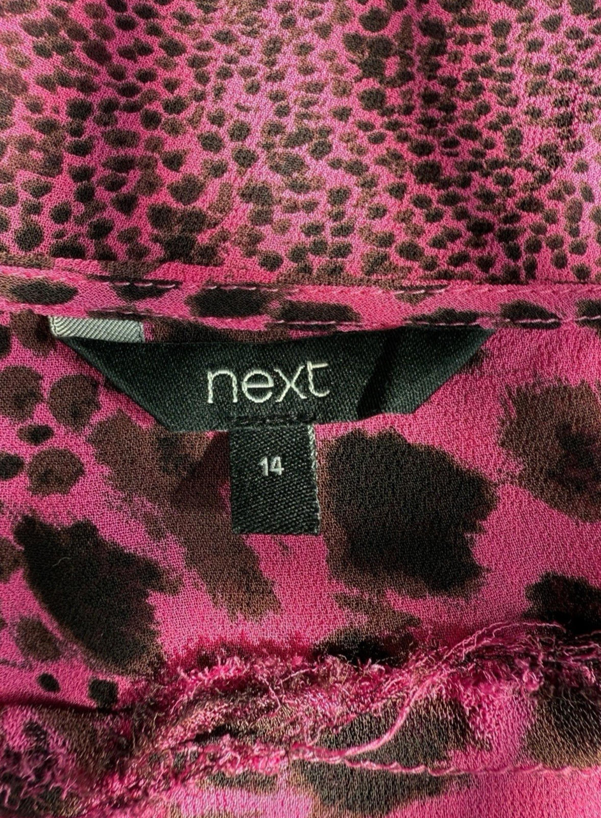 Next Chiffon Top Sheer Leopard Print Pink Lightweight Women’s UK Size 14