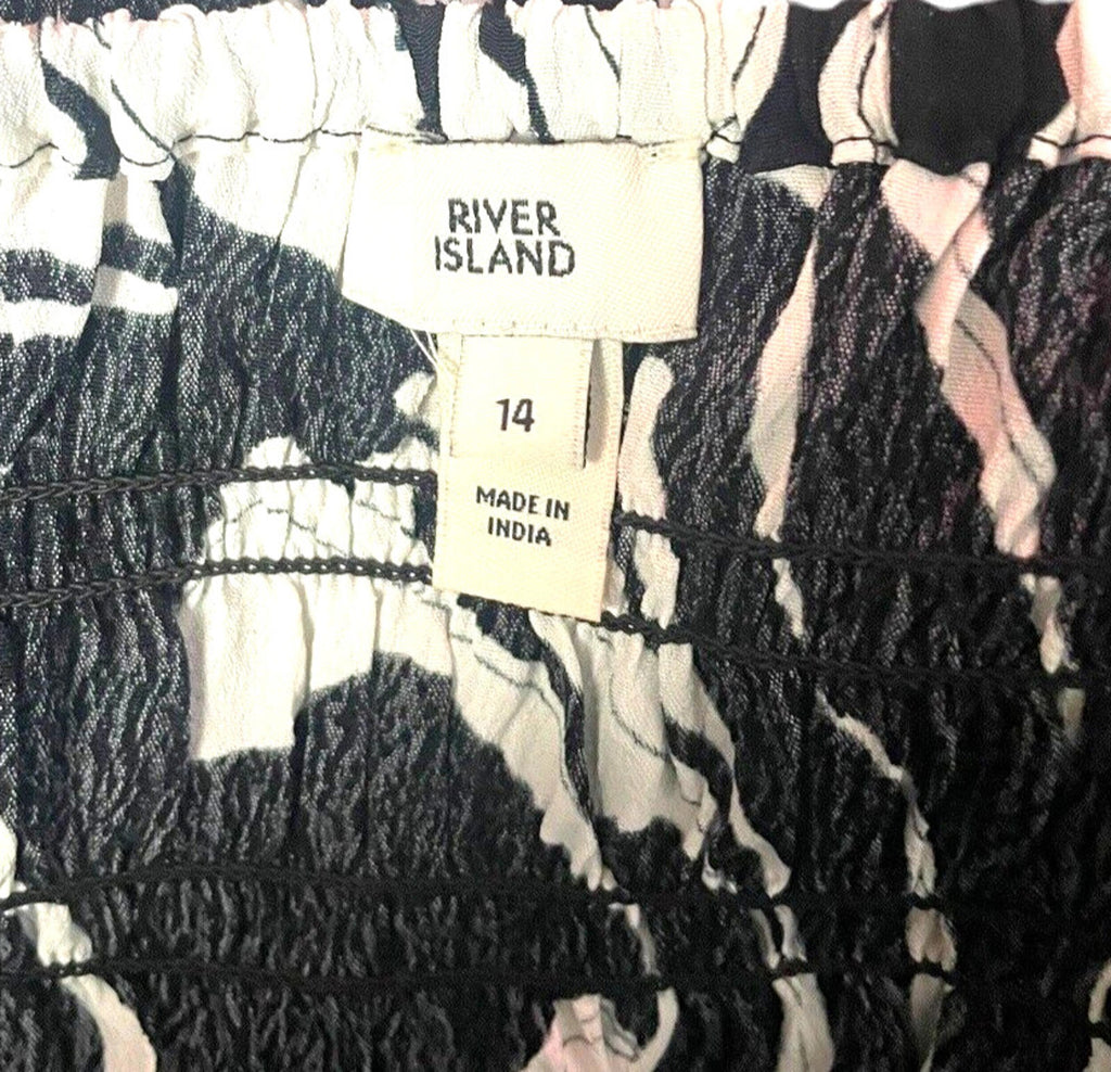 River Island Dress Black & White Bardot With Side Split Women's UK Size 14