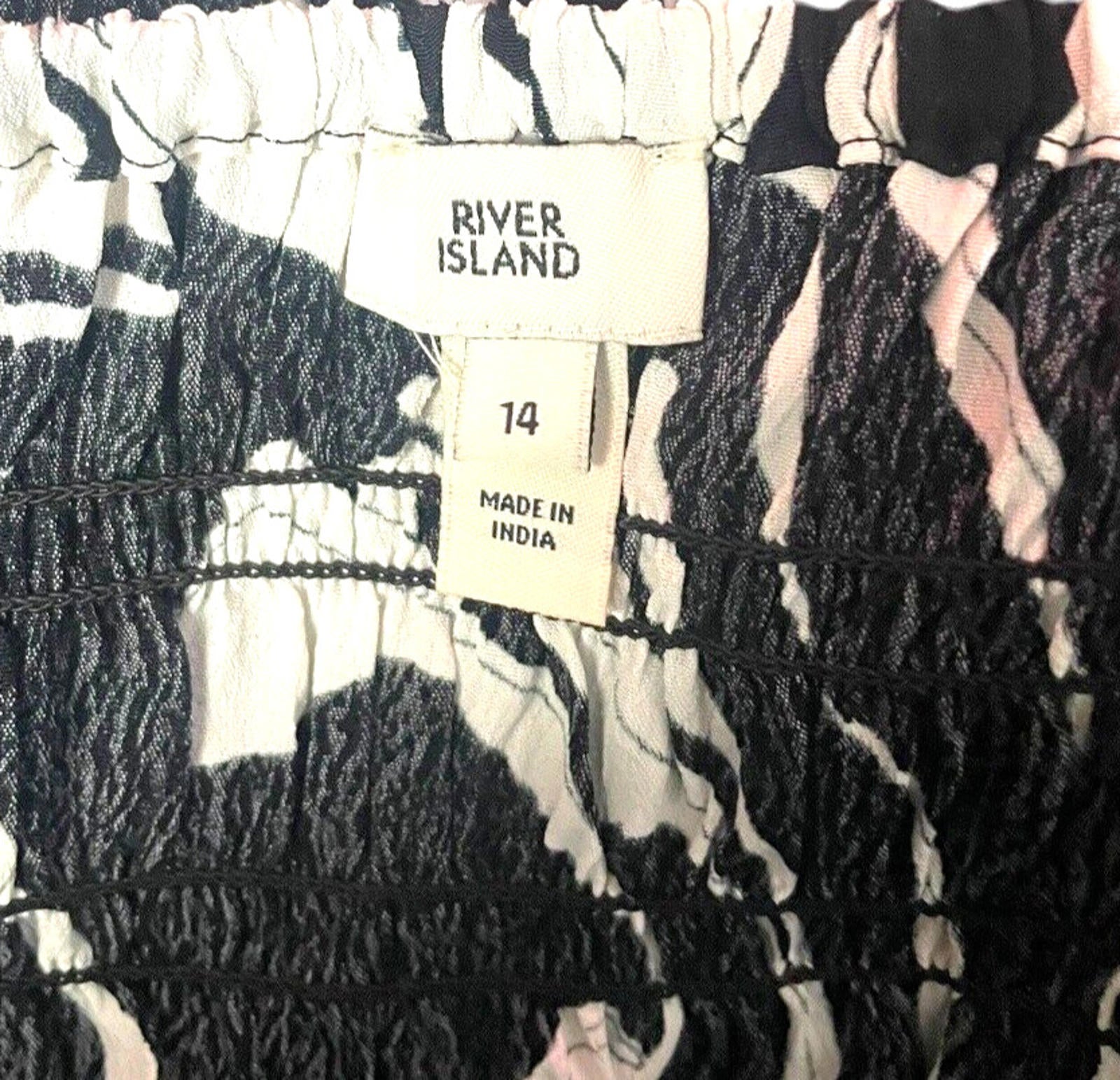River Island Dress Black & White Bardot With Side Split Women's UK Size 14
