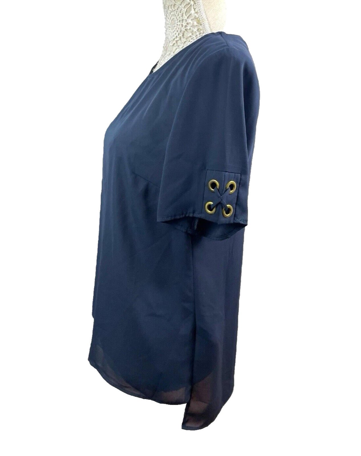 F&F Navy Blue Chiffon Top Nortical Theme Women’s UK Size 12