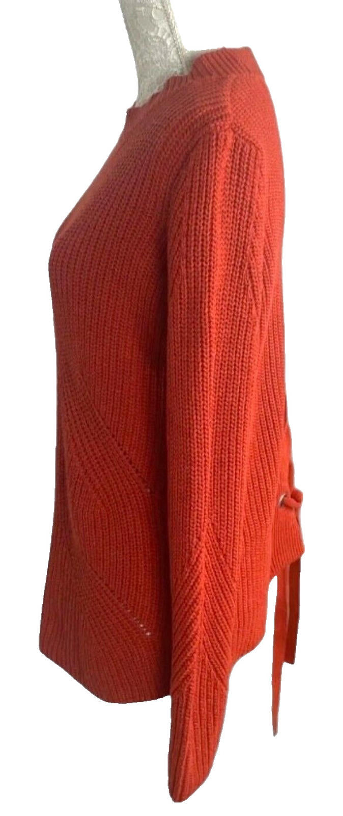 Very Jumper Red Cable Knit Corset Lace Back Women's UK Size 12