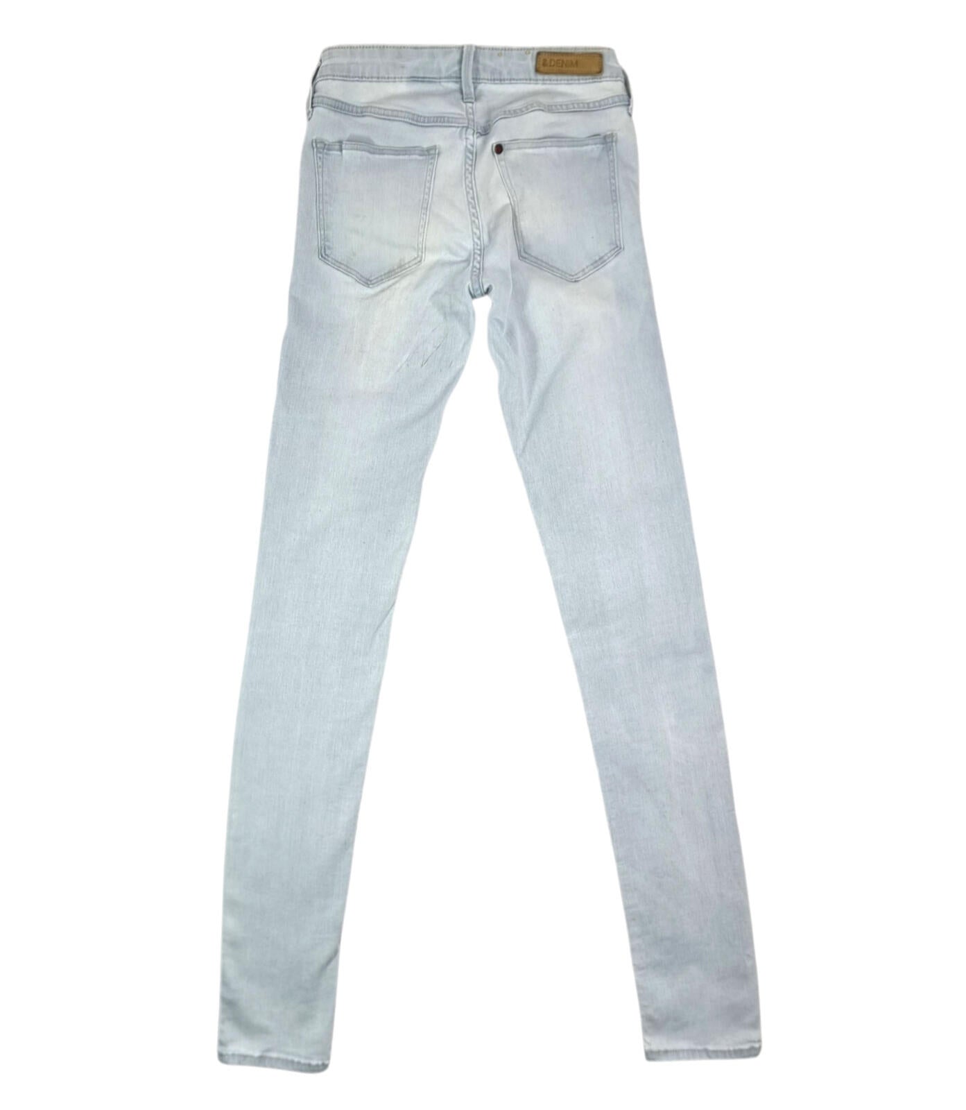 H&M Jeans Women's UK Size W27 L31 Light Blue Super Skinny Low Waist Zip Front