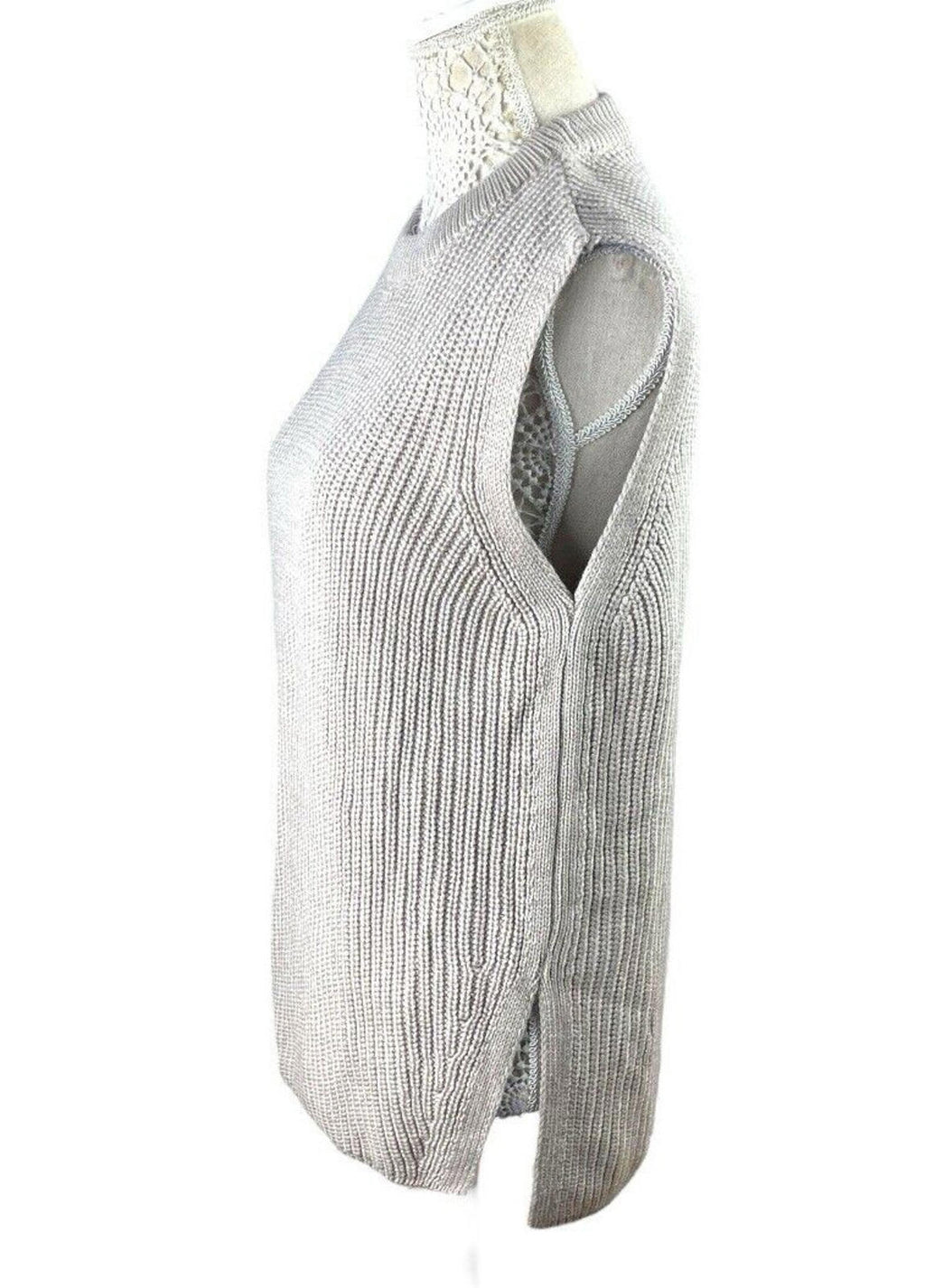 New Look Greige Knit Vest Top Tapard Jumper Relaxed Fit Women’s UK Size S