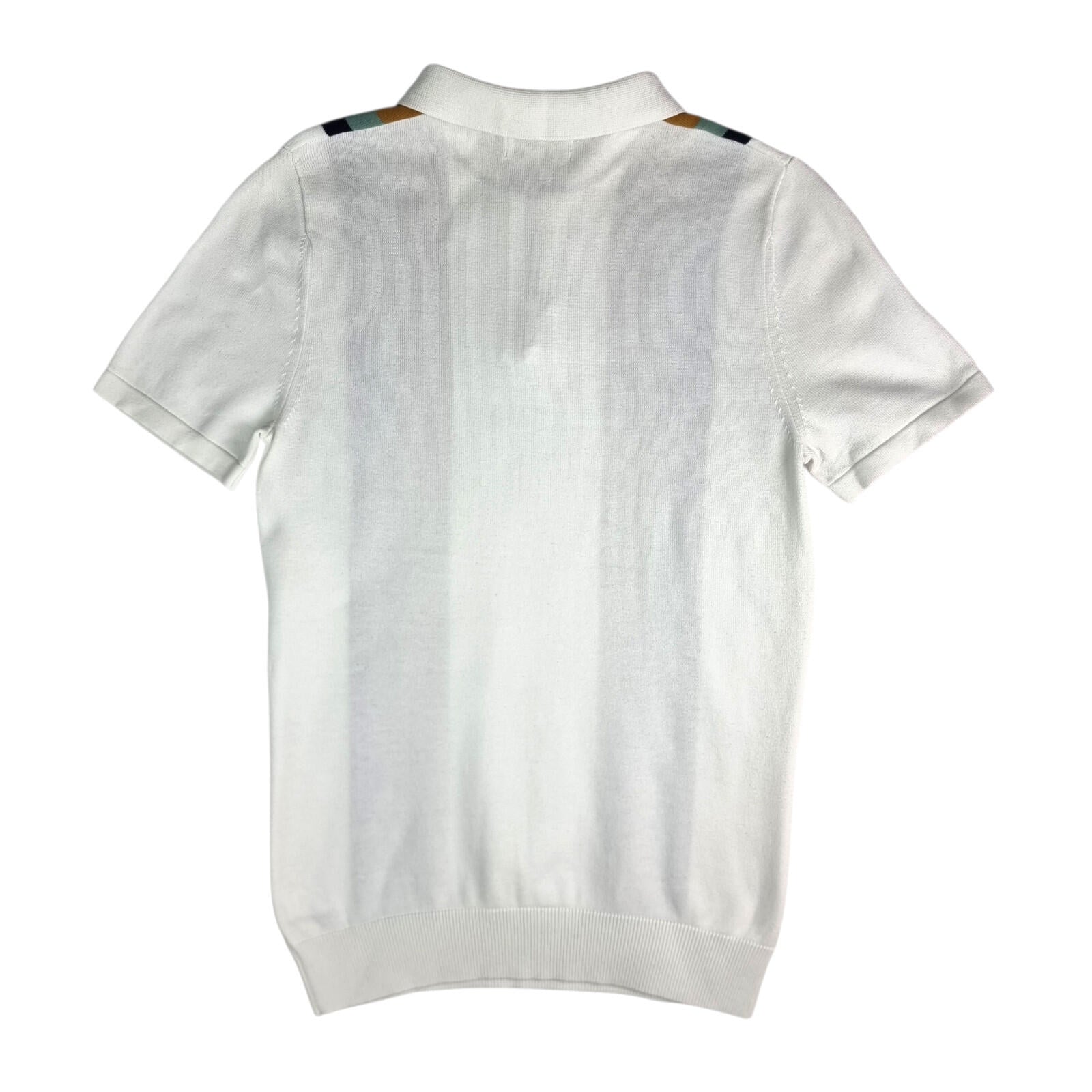 Next Knit Polo Shirt Men's UK Size S Striped Short Sleeve 100% Cotton 1/4 Zip