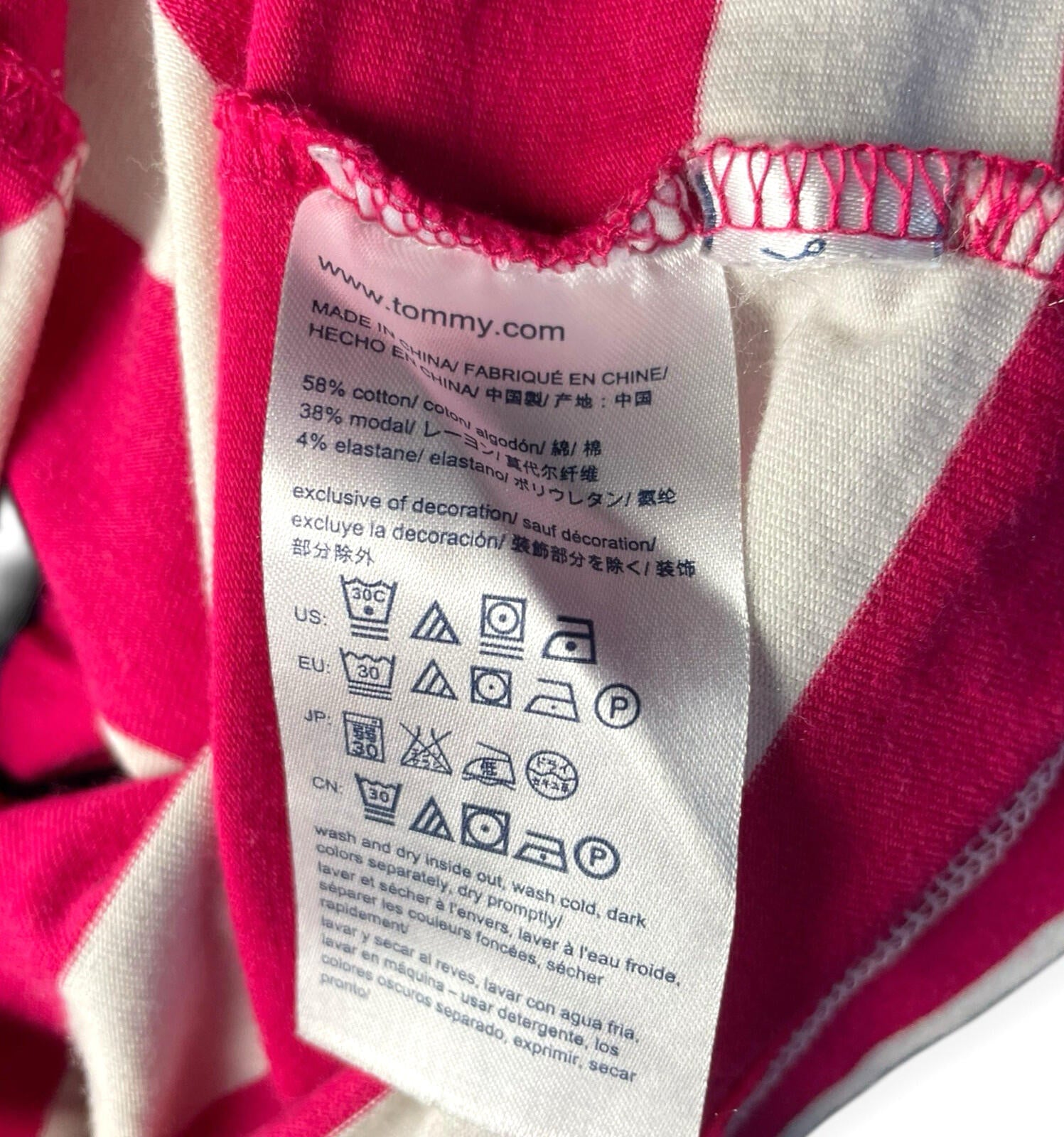 Tommy Hilfiger T-Shirt Dress Women’s UK Size M Striped Knee Length Pink