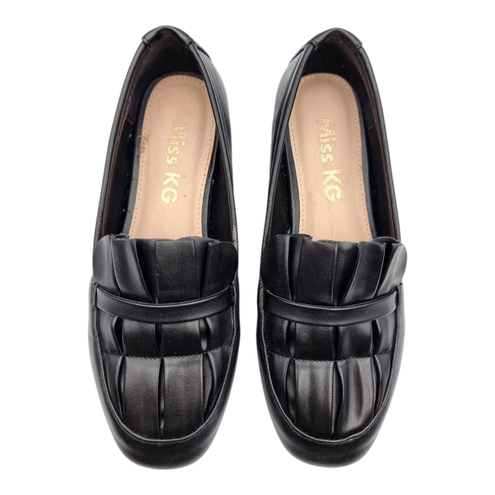 Miss KG Black Slip On Flat Shoes Flats Pleated Nicky Design Women's UK Size UK 3