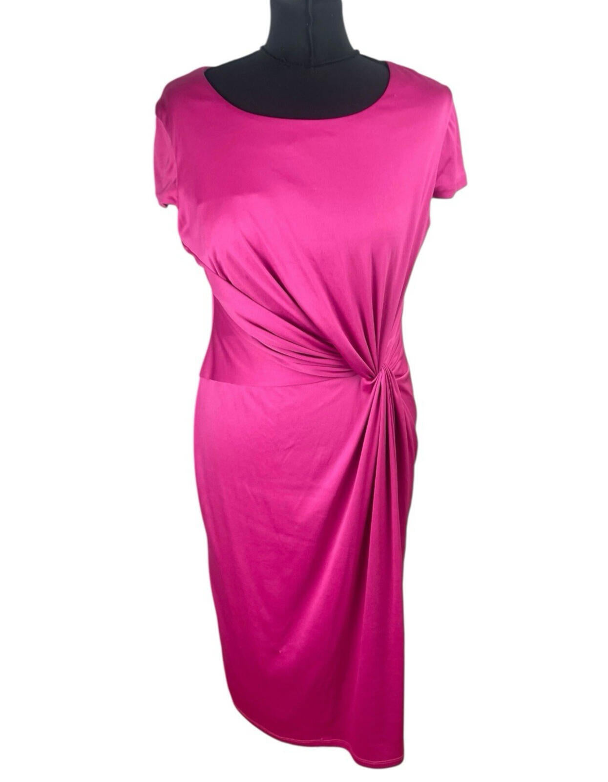Damsel In A Dress Satin Party Dress Women's UK Size 12 Ruched Cap Sleeve Pink