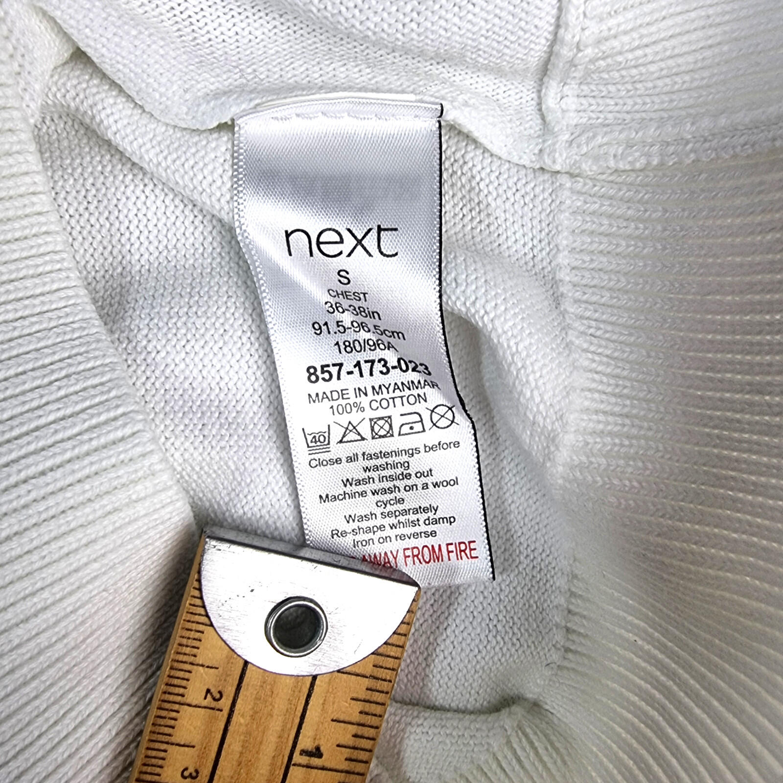 Next Knit Polo Shirt Men's UK Size S Striped Short Sleeve 100% Cotton 1/4 Zip