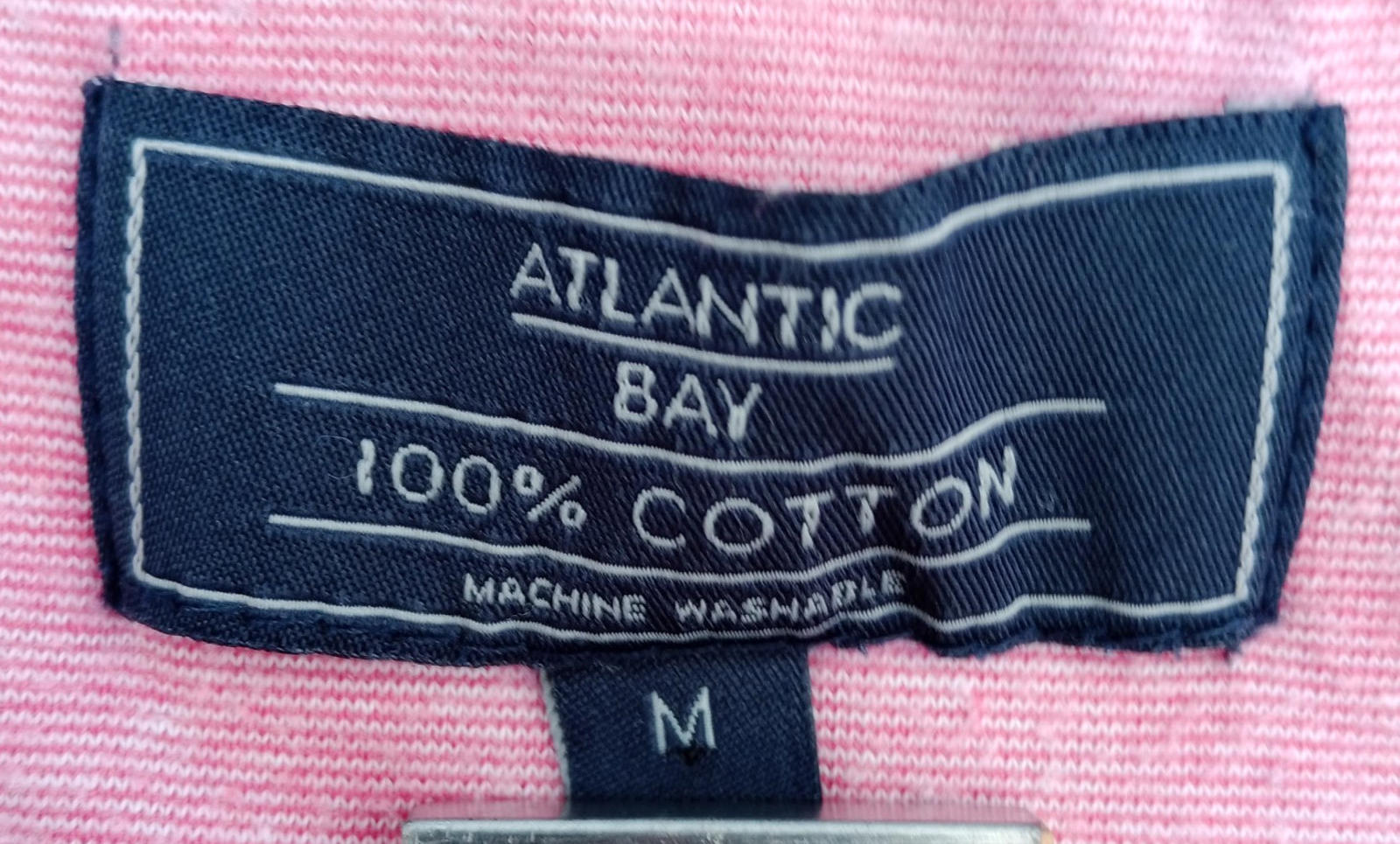 BHS Striped Polo Shirt Men's UK Size M Pink Grey 100% Cotton Embroidered Logo