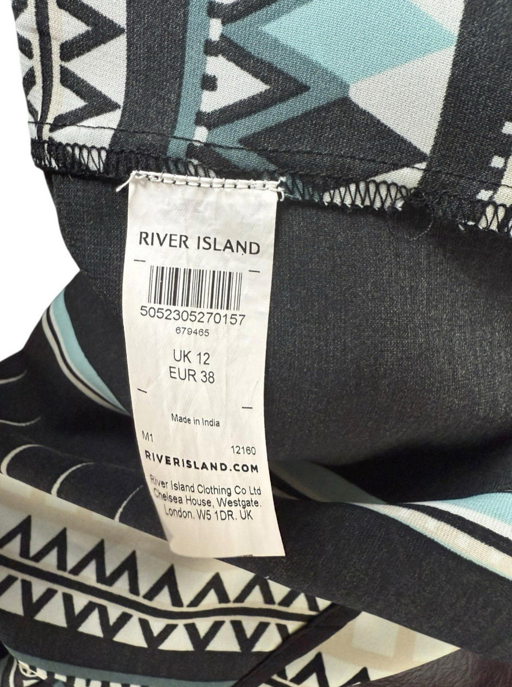 River Island Pattern Top Open Back Lightweight Short Sleeve Women’s UK Size 12