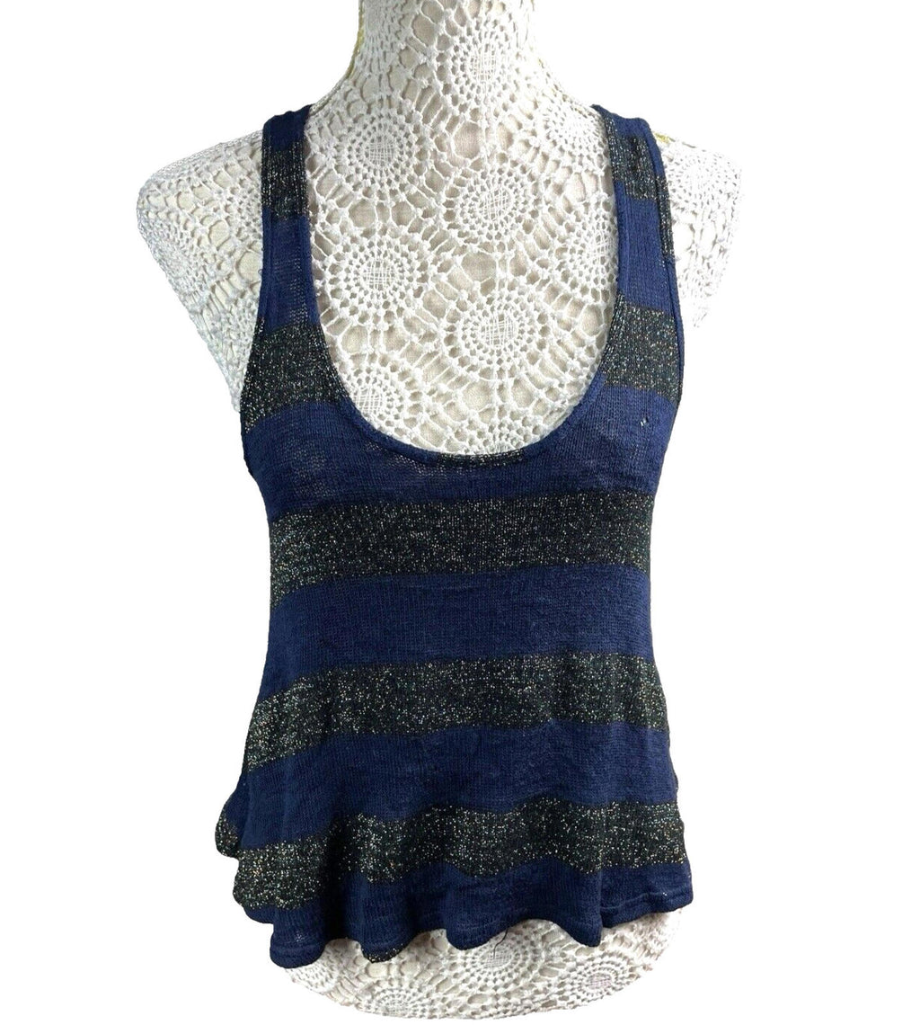 New Look Knitted Tank Top Glitter Stripe Detail Women’s UK Size 8