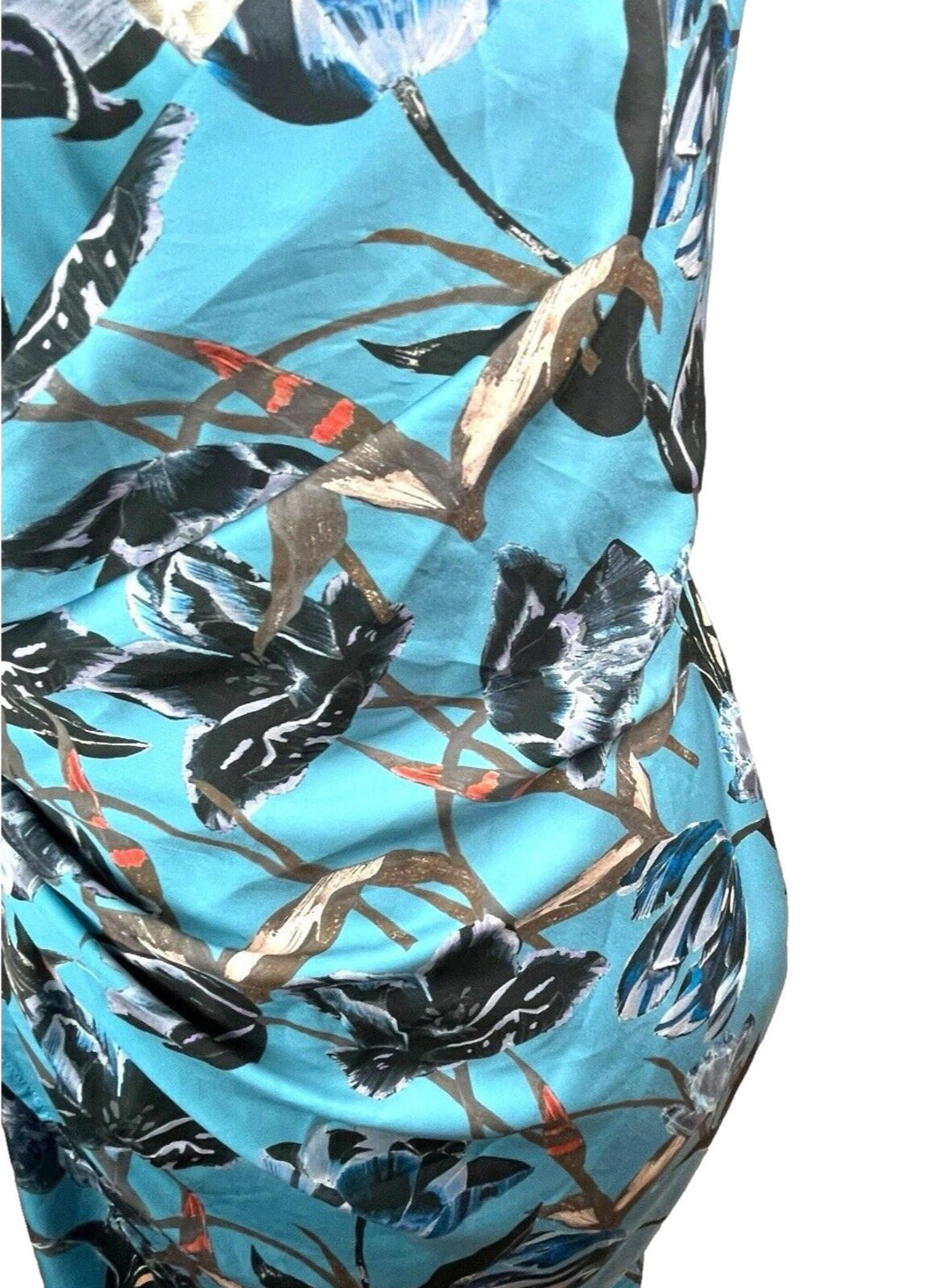 ASOS Blue Floral Midi Dress Silk Effect Women’s UK Size 12