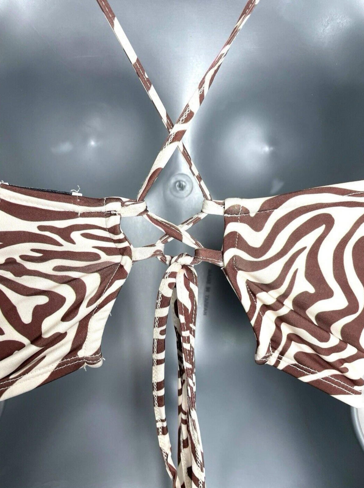 Stradivarius Crop Top Swirl Design Tie Back Design Women’s UK Size XS