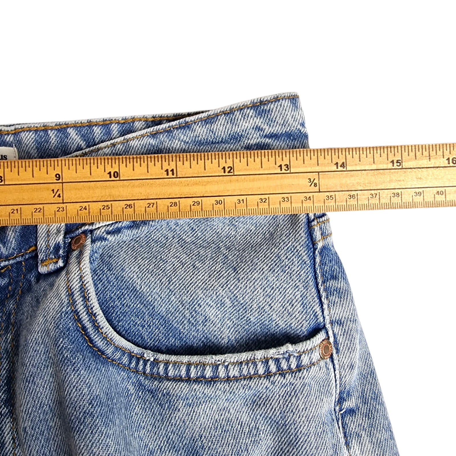 Stradivarius Jeans Women's UK Size 8 Long Split Hem Straight Fit High Waist Blue