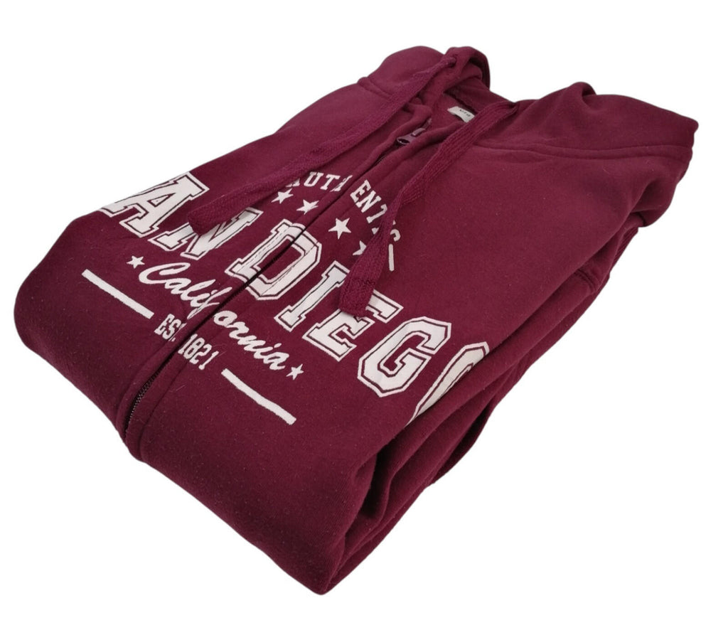 San Diego Zip Hoodie Men's UK Size XXL Red Jersey Hooded Jacket Pockets Sports