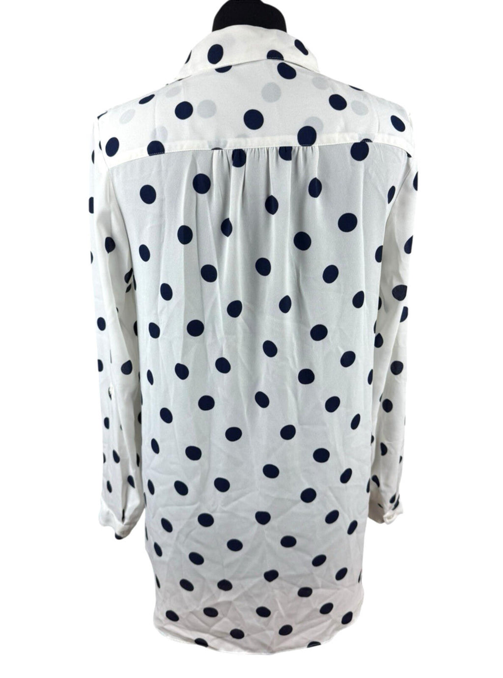 TU Polka Dot Shirt Blouse Women’s UK Size 10 Oversized Chiffon Button Up White